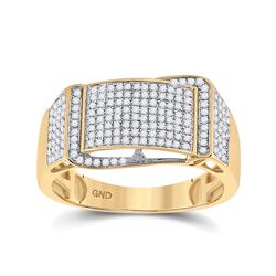 1/2 CTW Mens Round Diamond Fashion Ring 10kt Yellow Gold - REF-54Y5N