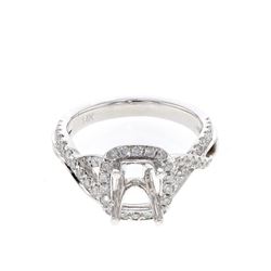 0.48 CTW Diamond Semi Mount Ring 14K White Gold - REF-58F2N