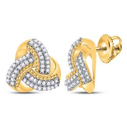 1/4 CTW Womens Round Diamond Celtic Knot Stud Earrings 10kt Yellow Gold - REF-25X9T