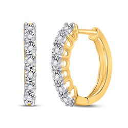 1/10 CTW Womens Round Diamond Miracle Hoop Earrings 10kt Yellow Gold - REF-27V3Y