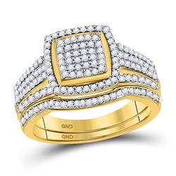 1/2 CTW Round Diamond Bridal Wedding Ring 10kt Yellow Gold - REF-38W2H