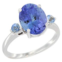 2.63 CTW Tanzanite & Blue Sapphire Ring 14K White Gold - REF-63F7N