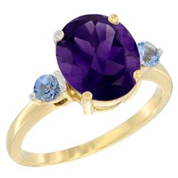 2.64 CTW Amethyst & Blue Sapphire Ring 10K Yellow Gold - REF-24Y5V