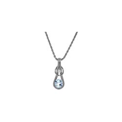 Genuine 0.65 ctw Aquamarine Necklace 14KT White Gold - REF-75R6P