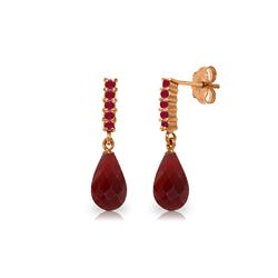 Genuine 7 ctw Ruby Earrings 14KT Rose Gold - REF-32Y3F