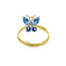 Genuine 0.60 ctw Blue Topaz Ring 14KT Yellow Gold - REF-28M9T