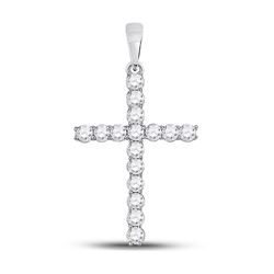 1/2 CTW Womens Round Diamond Cross Pendant 10kt White Gold - REF-30A7M