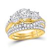 Image 1 : 2 CTW Round Diamond Bridal Wedding Ring 14kt Yellow Gold - REF-286R4X