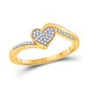 Image 1 : 1/10 CTW Womens Round Diamond Heart Ring 10kt Yellow Gold - REF-13R5X
