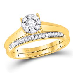 1/3 CTW Round Diamond Bridal Wedding Ring 10kt Yellow Gold - REF-42X8T