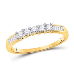 1/3 CTW Womens Round Diamond Wedding 5-Stone Anniversary Band Ring 10kt Yellow Gold - REF-21N8A