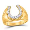 Image 1 : 1/4 CTW Mens Round Diamond Lucky Horseshoe Ring 14kt Yellow Gold - REF-39V5Y