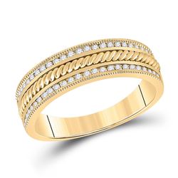 1/3 CTW Mens Round Diamond Wedding Rope Inlay Band Ring 14kt Yellow Gold - REF-81F7W