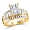 Image 1 : 1/2 CTW Round Diamond Cluster Bridal Wedding Engagement Ring 10kt Yellow Gold - REF-47A3M