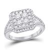 Image 1 : 1 & 1/2 CTW Round Diamond Right Hand Cluster Ring 14kt White Gold - REF-152H3R