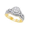 Image 1 : 7/8 CTW Diamond Cluster Bridal Wedding Ring 14kt Yellow Gold - REF-102T5V