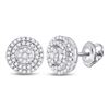 Image 1 : 1/4 CTW Womens Round Diamond Circle Cluster Earrings 10kt White Gold - REF-29T9V