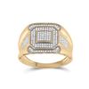 Image 1 : 1/2 CTW Mens Round Diamond Octagon Square Cluster Ring 10kt Yellow Gold - REF-55N3A