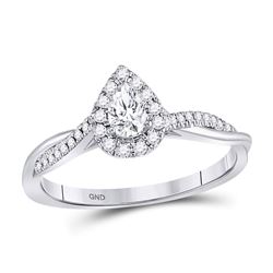 1/3 CTW Pear Diamond Solitaire Bridal Wedding Engagement Ring 14kt White Gold - REF-58M2F