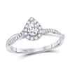 1/3 CTW Pear Diamond Solitaire Bridal Wedding Engagement Ring 14kt White Gold - REF-58M2F