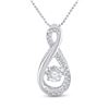 1/20 CTW Womens Round Diamond Moving Twinkle Teardrop Pendant 10kt White Gold - REF-15M2F