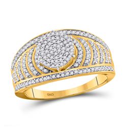 1/2 CTW Round Diamond Cluster Striped Bridal Wedding Engagement Ring 10kt Yellow Gold - REF-44M4F