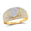 1/2 CTW Round Diamond Cluster Striped Bridal Wedding Engagement Ring 10kt Yellow Gold - REF-44M4F