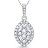 1/5 CTW Womens Round Diamond Cluster Marquise Pendant 14kt White Gold - REF-13N5A