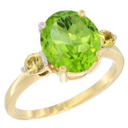 3.02 CTW Peridot & Yellow Sapphire Ring 10K Yellow Gold - REF-28M5K