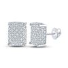 Image 1 : 1/3 CTW Mens Round Diamond Rectangle Cluster Earrings 10kt White Gold - REF-24R5X