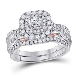 1 CTW Round Diamond Bridal Wedding Ring 14kt Two-tone Gold - REF-133N2A