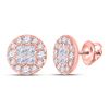 Image 1 : 1 CTW Womens Princess Round Diamond Cluster Earrings 14kt Rose Gold - REF-81F7W