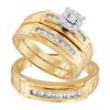 Image 1 : 1/3 CTW His Hers Round Diamond Solitaire Matching Wedding Set 10kt Yellow Gold - REF-55T3V