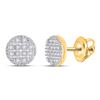 Image 1 : 1/10 CTW Mens Round Diamond Cluster Earrings 10kt Yellow Gold - REF-9W5H