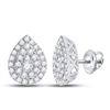 Image 1 : 1/2 CTW Womens Round Diamond Teardrop Cluster Earrings 10kt White Gold - REF-40R8X