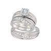 Image 1 : 3/8 CTW His Hers Round Diamond Cluster Matching Wedding Set 10kt White Gold - REF-64Y8N
