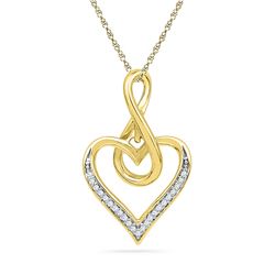 1/20 CTW Womens Round Diamond Infinity Heart Pendant 10kt Yellow Gold - REF-12M2F