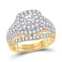 1 & 1/2 CTW Round Diamond Bridal Wedding Ring 14kt Yellow Gold - REF-221V6Y