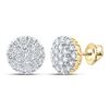 Image 1 : 1 & 5/8 CTW Mens Round Diamond Cluster Earrings 10kt Yellow Gold - REF-80R5X