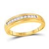 Image 1 : 1/8 CTW Mens Round Diamond Single Row Channel-set Wedding Band Ring 10kt Yellow Gold - REF-26F5W