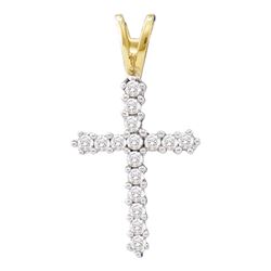 1/4 CTW Womens Round Diamond Cross Pendant 10kt Yellow Gold - REF-10V9Y