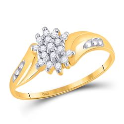 1/8 CTW Womens Round Diamond Cluster Ring 10kt Yellow Gold - REF-14M2F