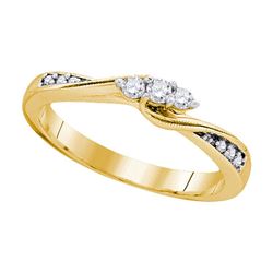1/6 CTW Womens Round Diamond 3-stone Promise Ring 10kt Yellow Gold - REF-20H5R