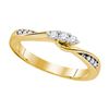 Image 1 : 1/6 CTW Womens Round Diamond 3-stone Promise Ring 10kt Yellow Gold - REF-20H5R
