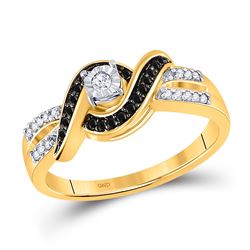 1/5 CTW Womens Round Black Color Enhanced Diamond Solitaire Ring 10kt Yellow Gold - REF-22M5F