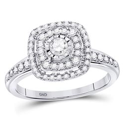 1/2 CTW Round Diamond Solitaire Bridal Wedding Engagement Ring 14kt White Gold - REF-68F2W