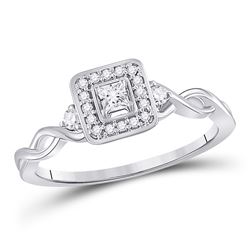 1/5 CTW Womens Princess Diamond Solitaire Promise Ring 14kt White Gold - REF-34W3H