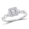 Image 1 : 1/5 CTW Womens Princess Diamond Solitaire Promise Ring 14kt White Gold - REF-34W3H