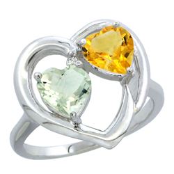 2.61 CTW Diamond, Amethyst & Citrine Ring 14K White Gold - REF-33H9M