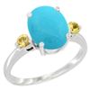 Image 1 : 2.64 CTW Turquoise & Yellow Sapphire Ring 14K White Gold - REF-38W2F